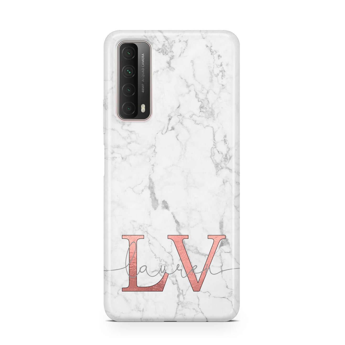 Personalised Marble with Rose Gold Initials Huawei P Smart 2021