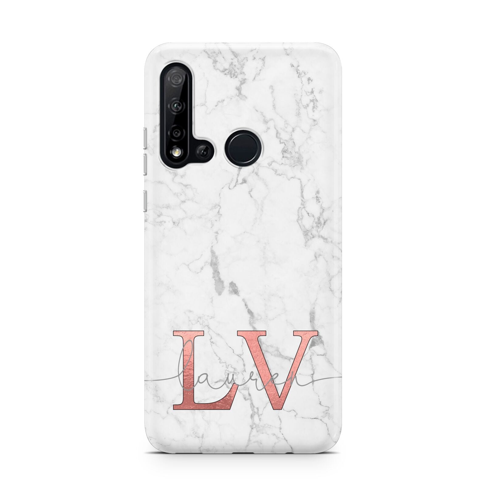 Personalised Marble with Rose Gold Initials Huawei P20 Lite 5G Phone Case