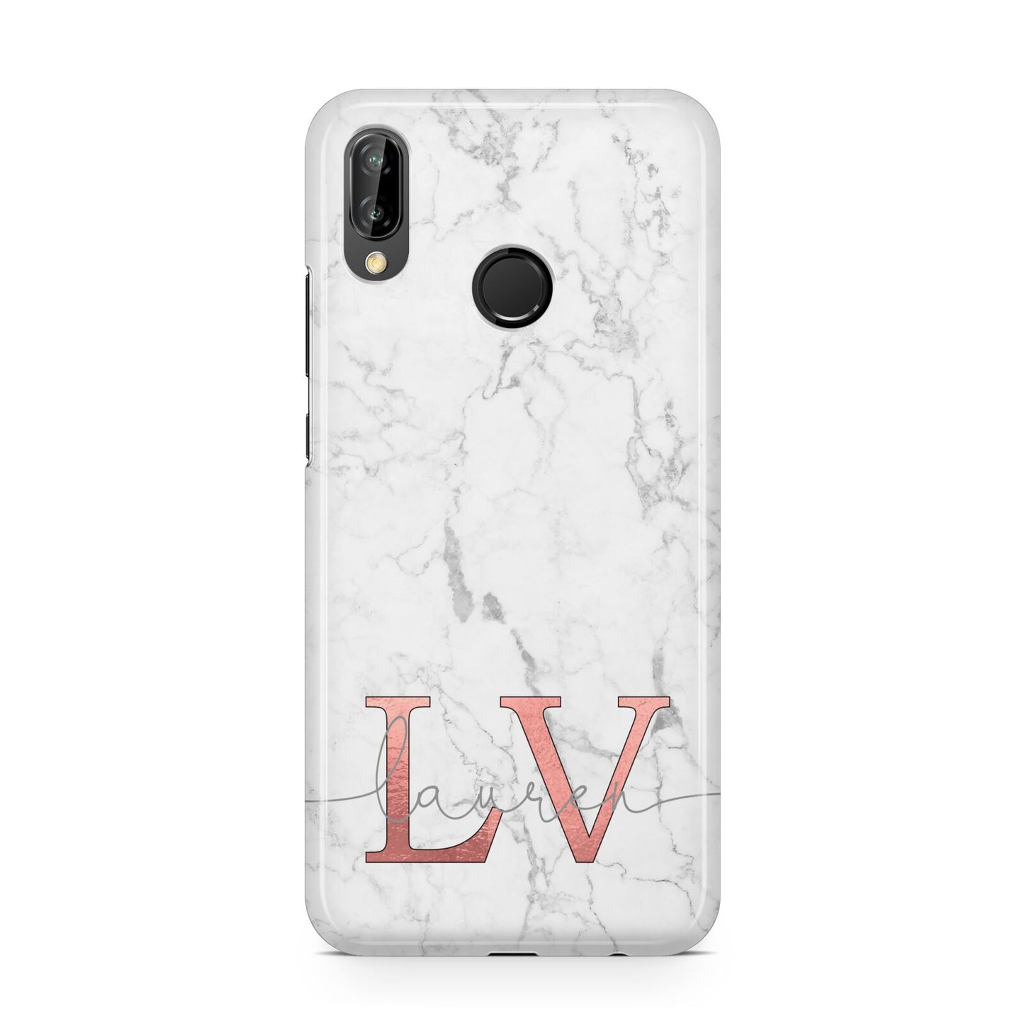 Personalised Marble with Rose Gold Initials Huawei P20 Lite Phone Case