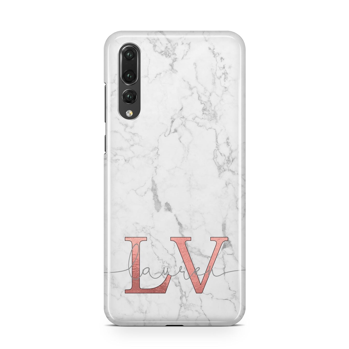 Personalised Marble with Rose Gold Initials Huawei P20 Pro Phone Case