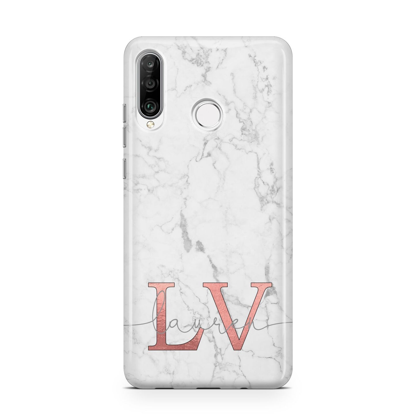 Personalised Marble with Rose Gold Initials Huawei P30 Lite Phone Case