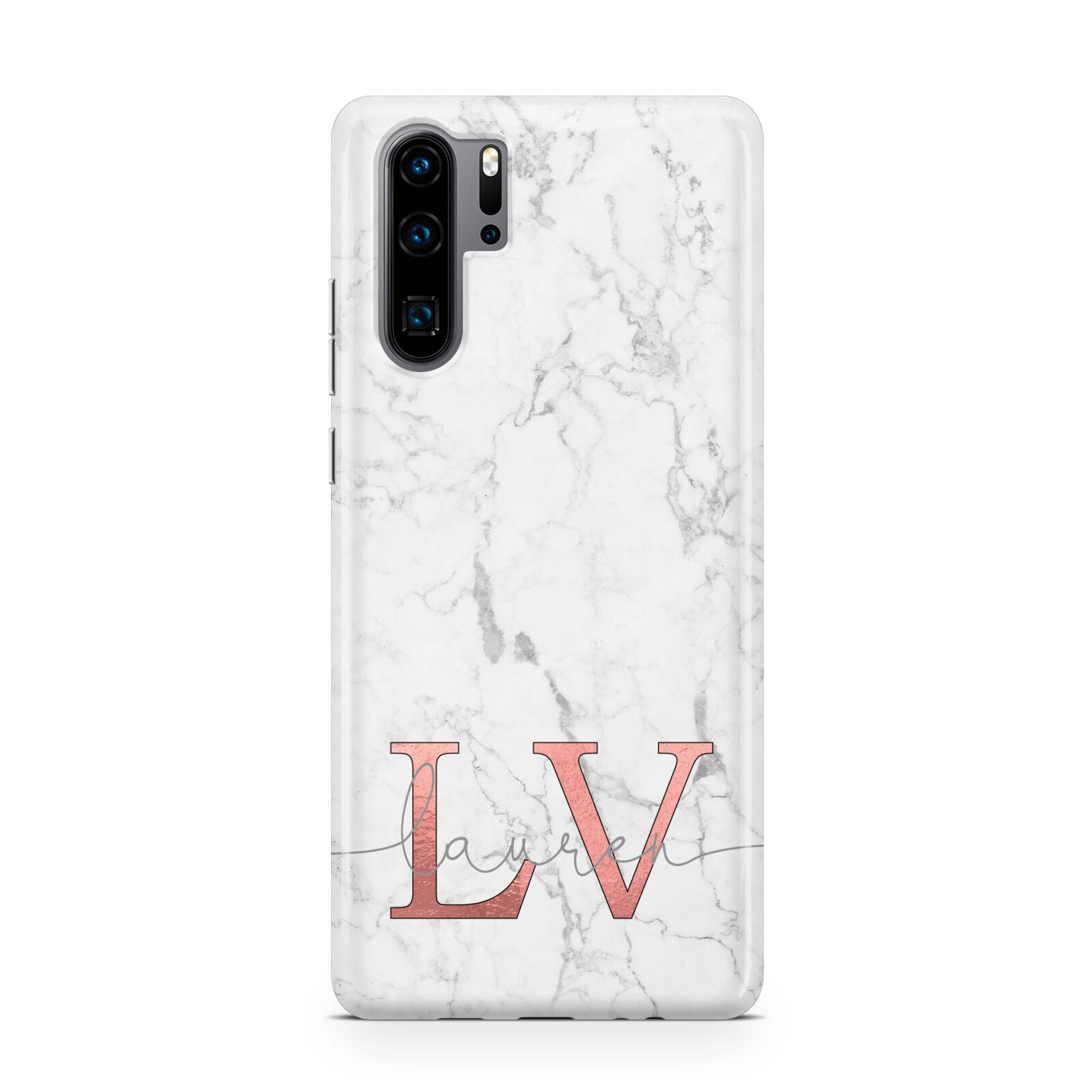 Personalised Marble with Rose Gold Initials Huawei P30 Pro Phone Case