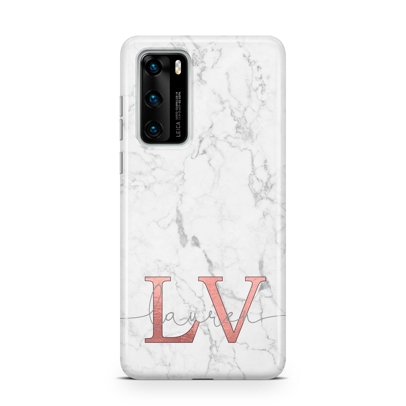 Personalised Marble with Rose Gold Initials Huawei P40 Phone Case