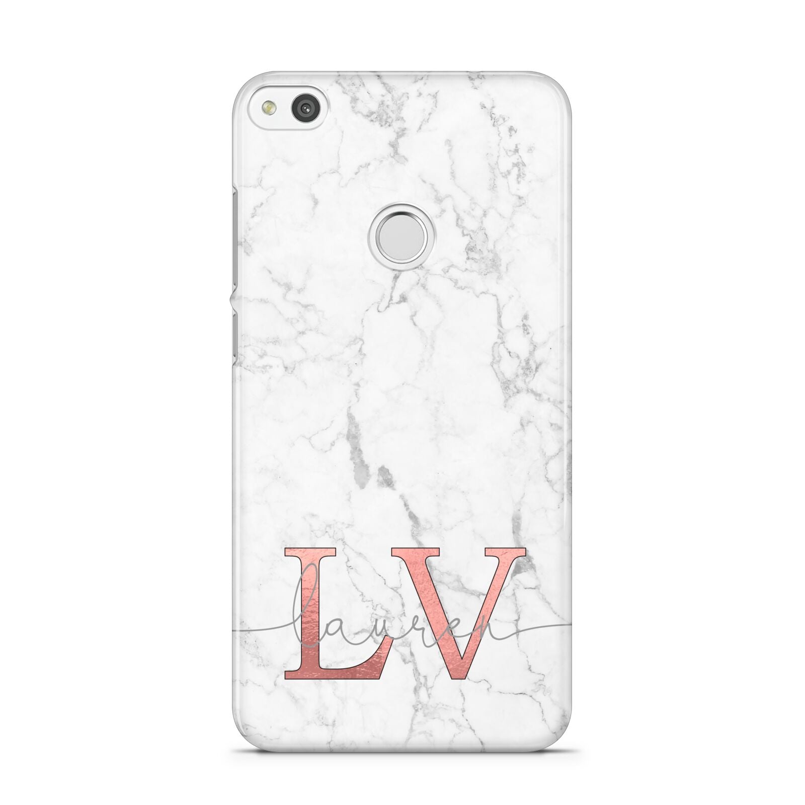 Personalised Marble with Rose Gold Initials Huawei P8 Lite Case