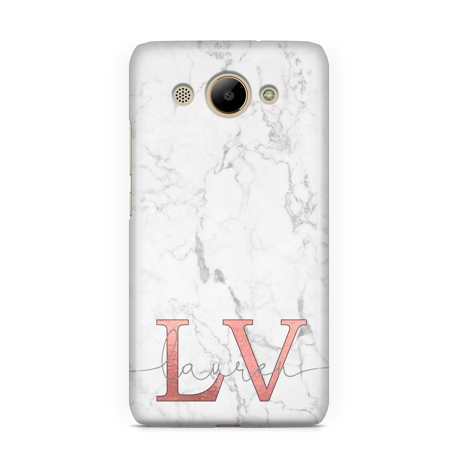 Personalised Marble with Rose Gold Initials Huawei Y3 2017