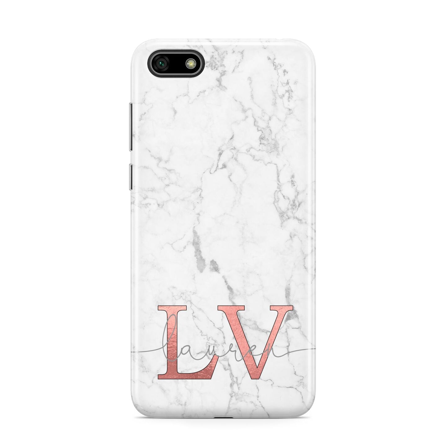 Personalised Marble with Rose Gold Initials Huawei Y5 Prime 2018 Phone Case