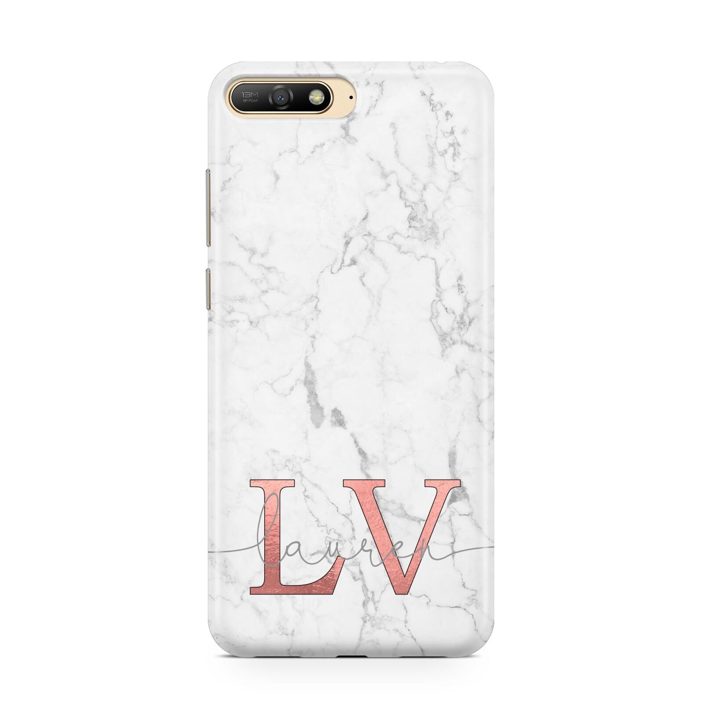 Personalised Marble with Rose Gold Initials Huawei Y6 2018