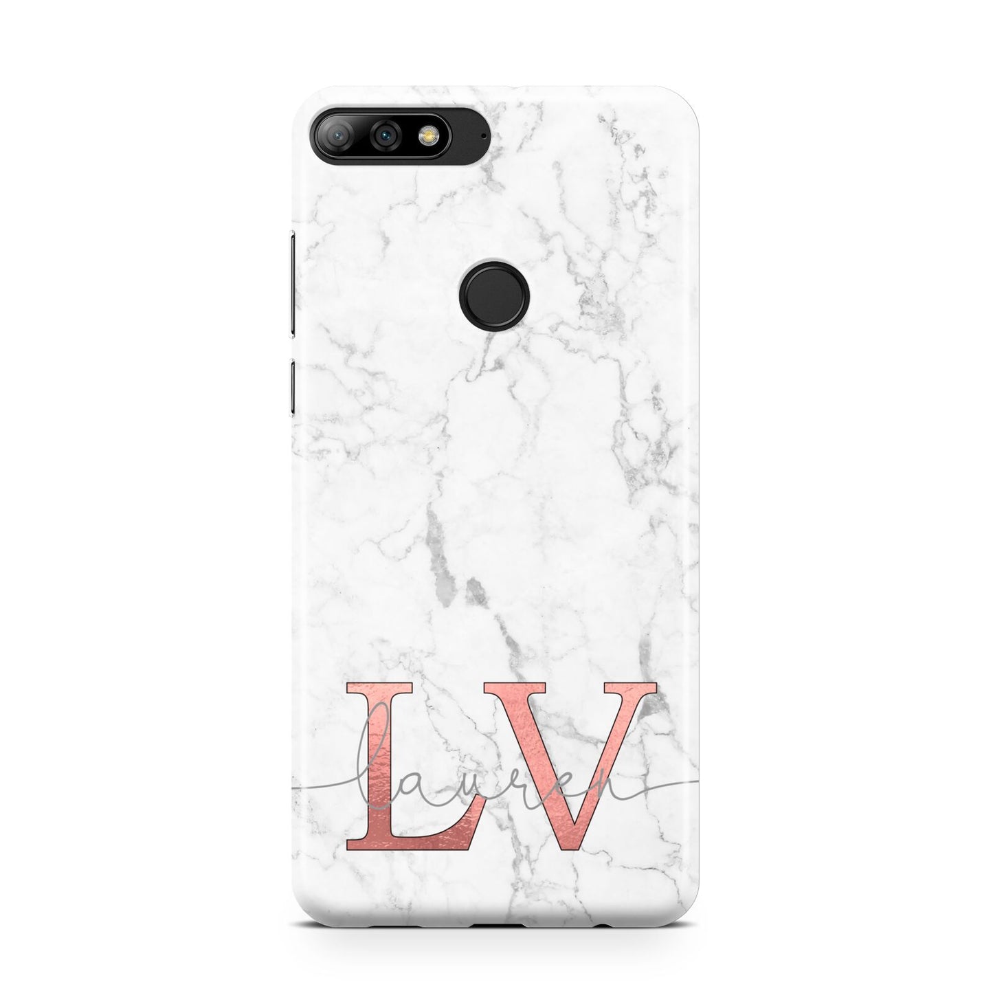 Personalised Marble with Rose Gold Initials Huawei Y7 2018