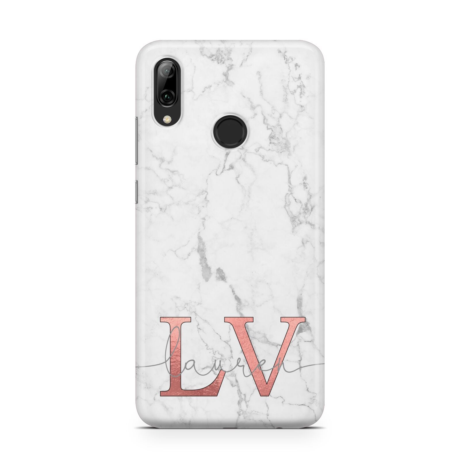 Personalised Marble with Rose Gold Initials Huawei Y7 2019