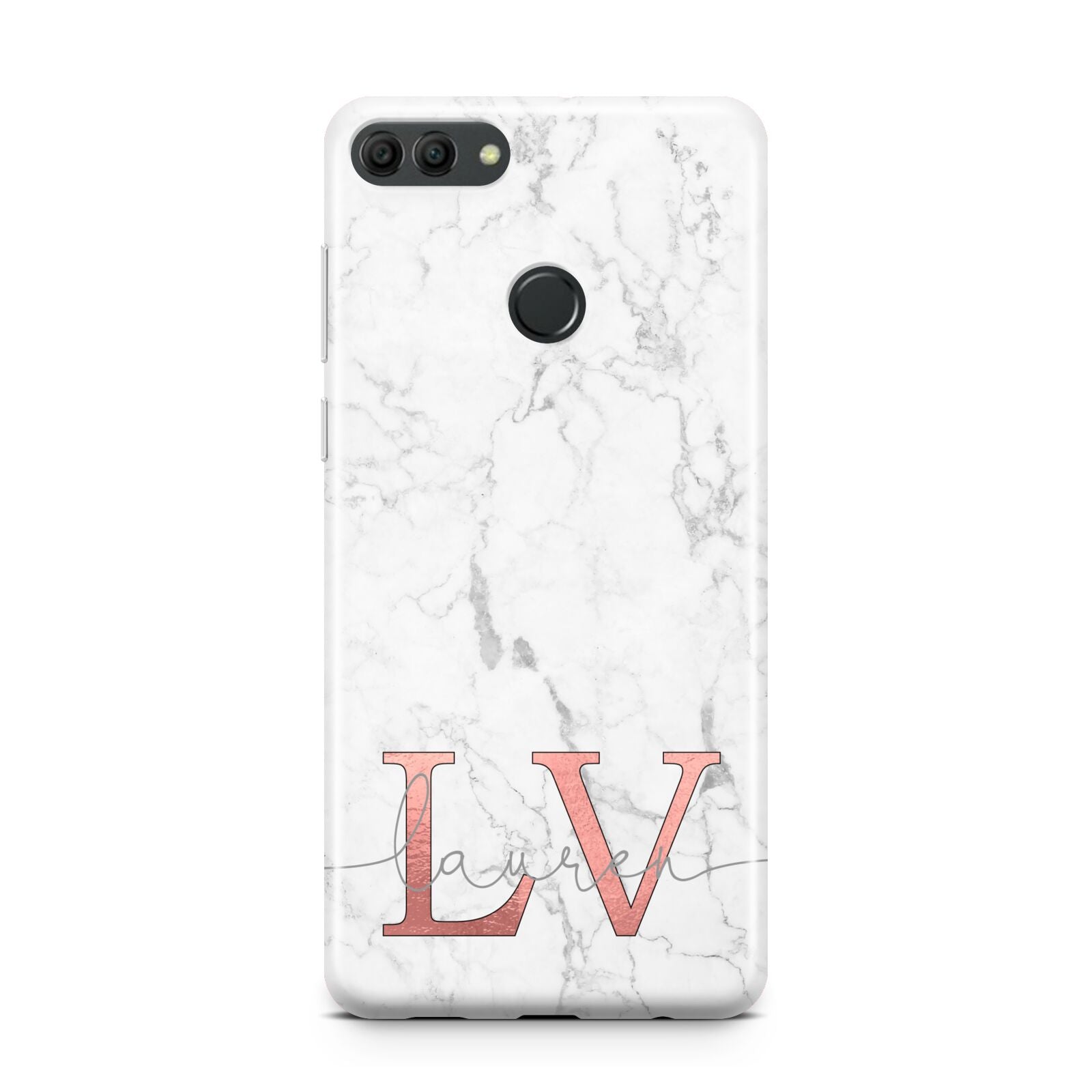 Personalised Marble with Rose Gold Initials Huawei Y9 2018