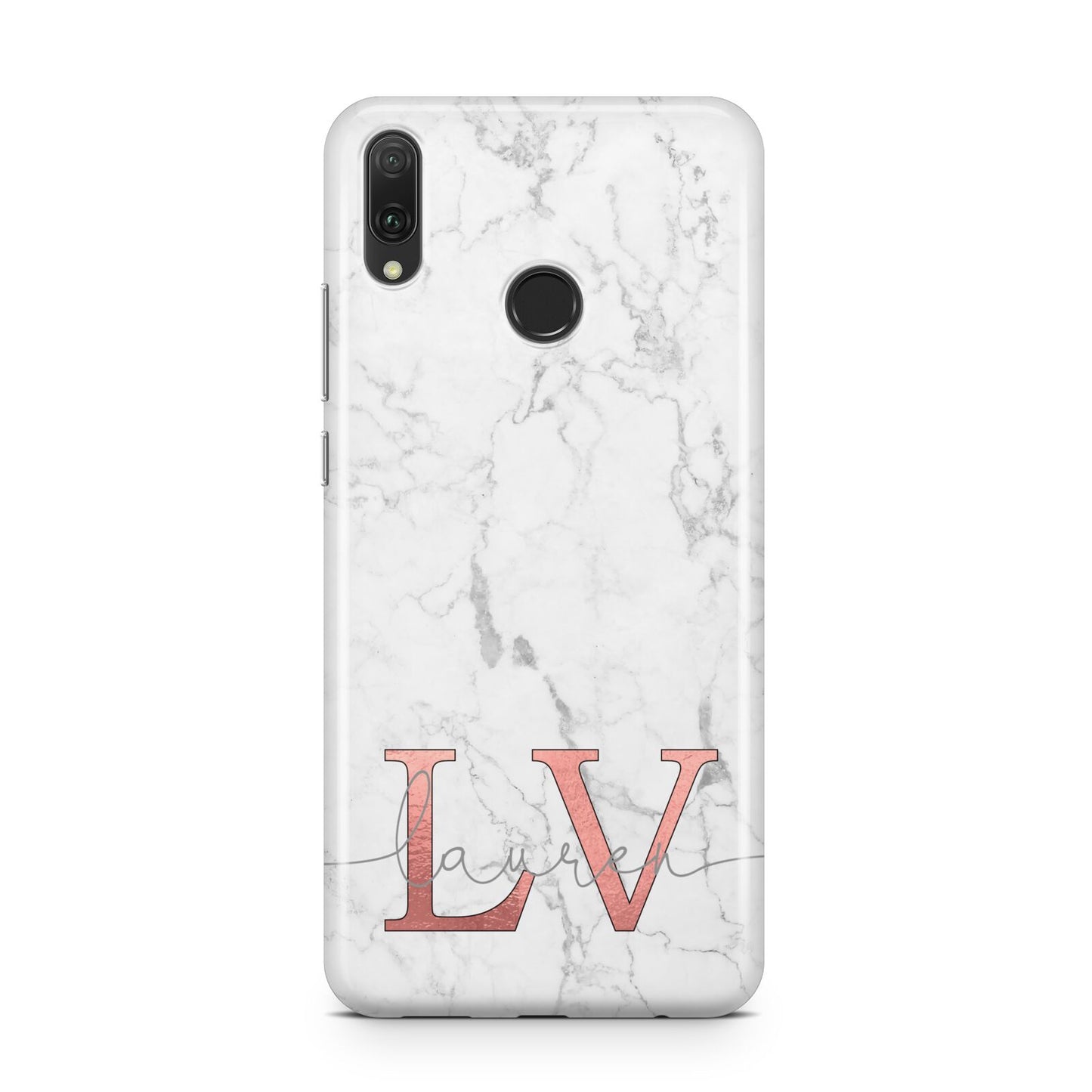 Personalised Marble with Rose Gold Initials Huawei Y9 2019