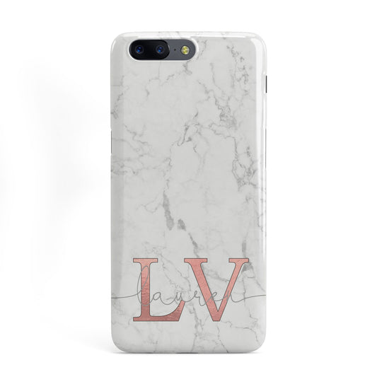 Personalised Marble with Rose Gold Initials OnePlus Case