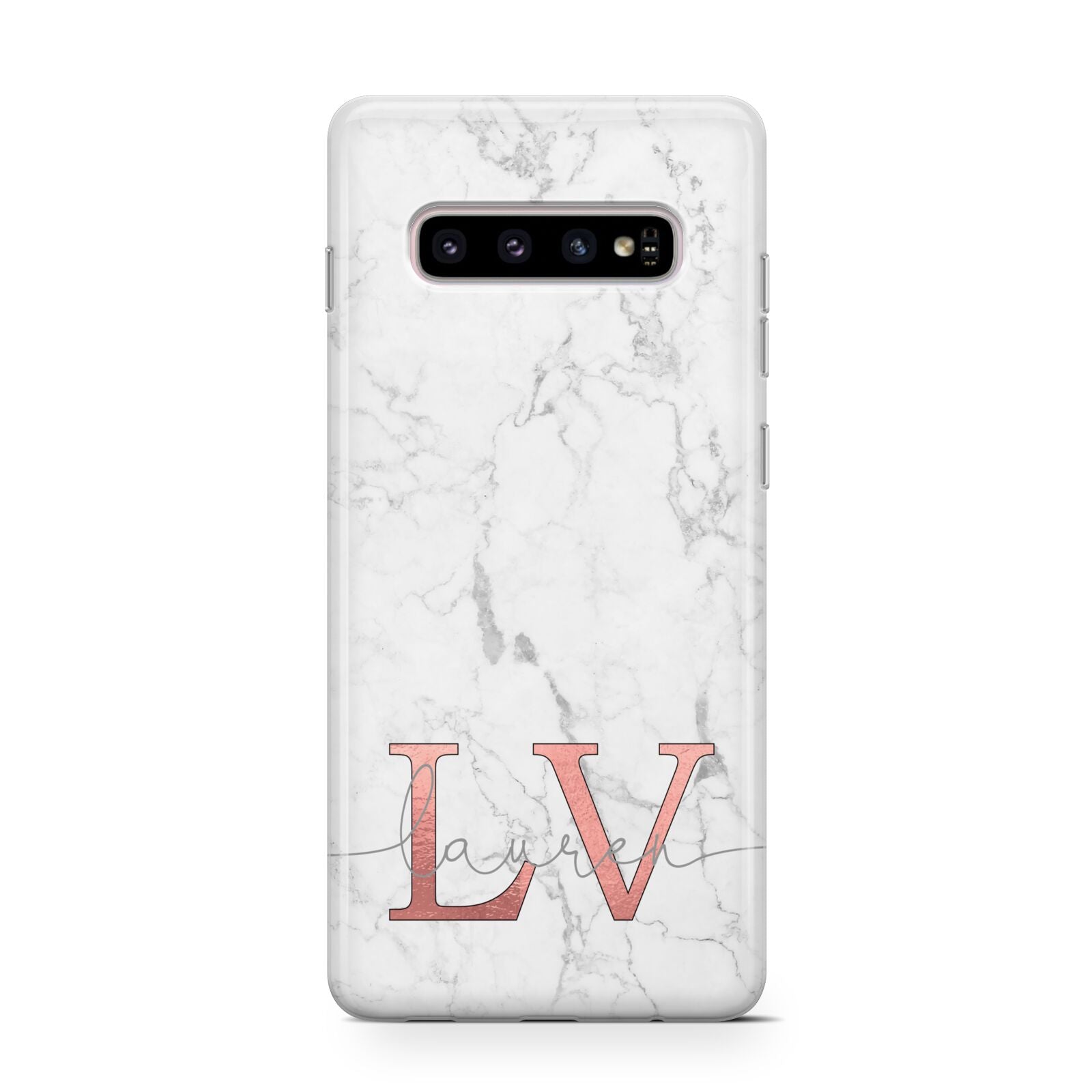 Personalised Marble with Rose Gold Initials Protective Samsung Galaxy Case