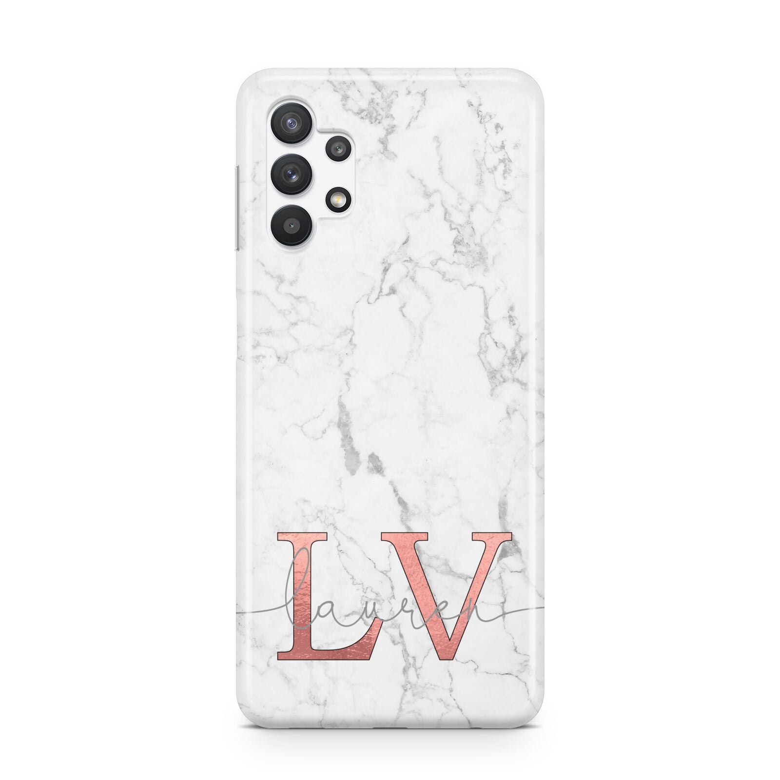 Personalised Marble with Rose Gold Initials Samsung A32 5G Case