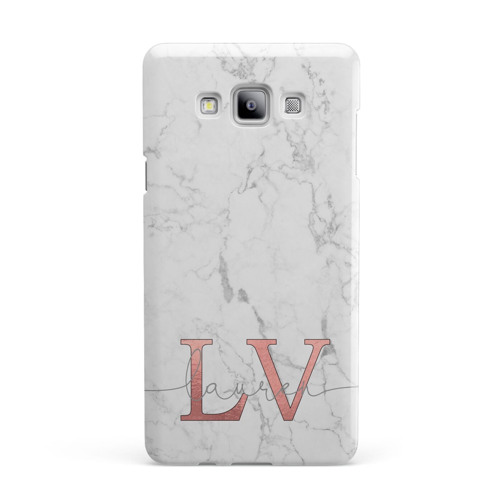 Personalised Marble with Rose Gold Initials Samsung Galaxy A7 2015 Case