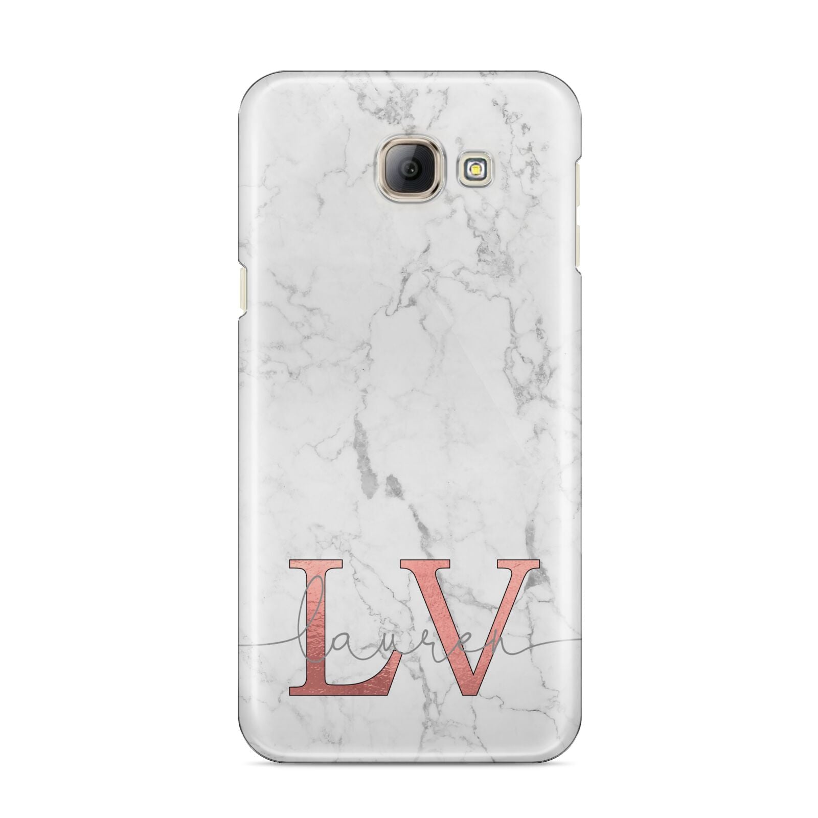 Personalised Marble with Rose Gold Initials Samsung Galaxy A8 2016 Case