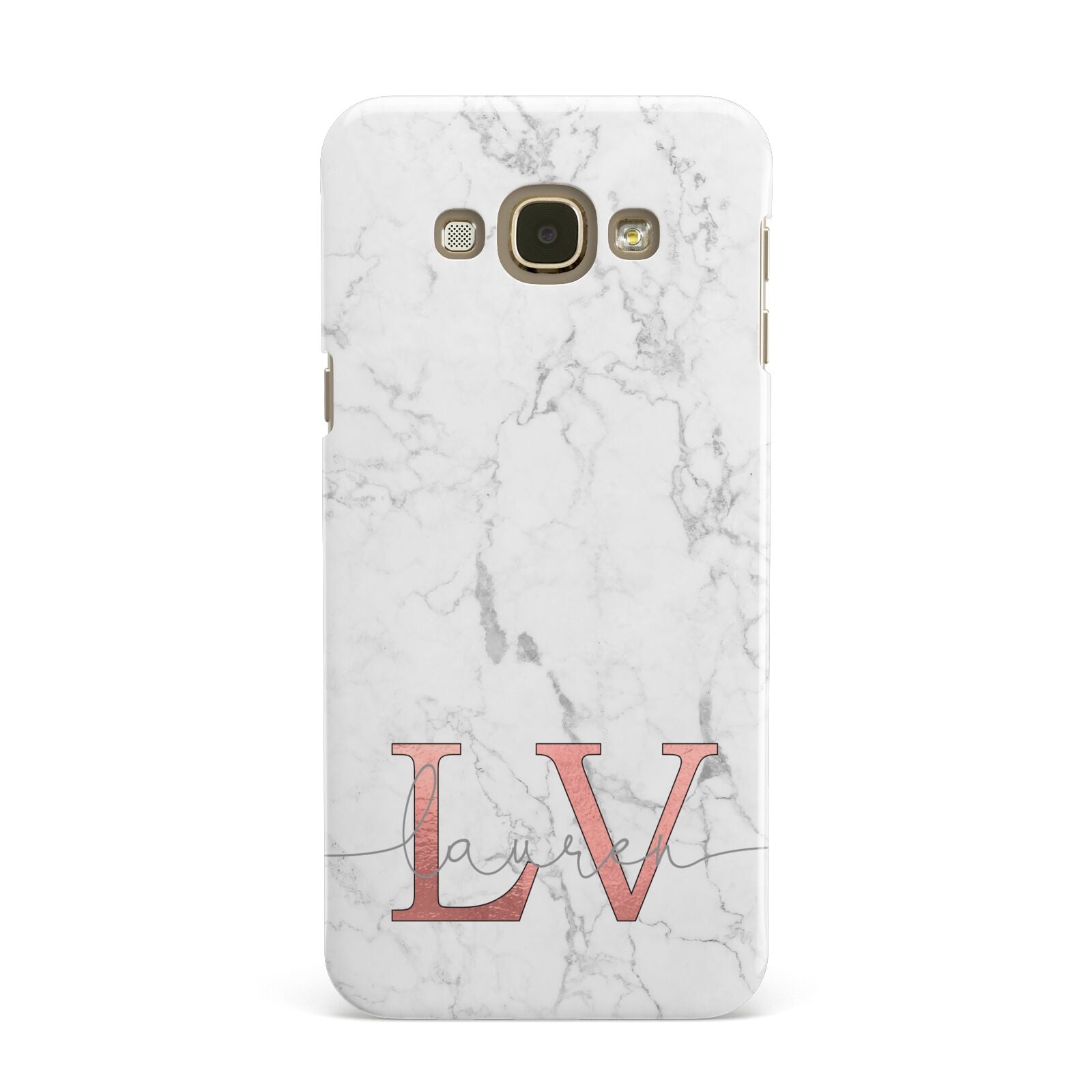 Personalised Marble with Rose Gold Initials Samsung Galaxy A8 Case