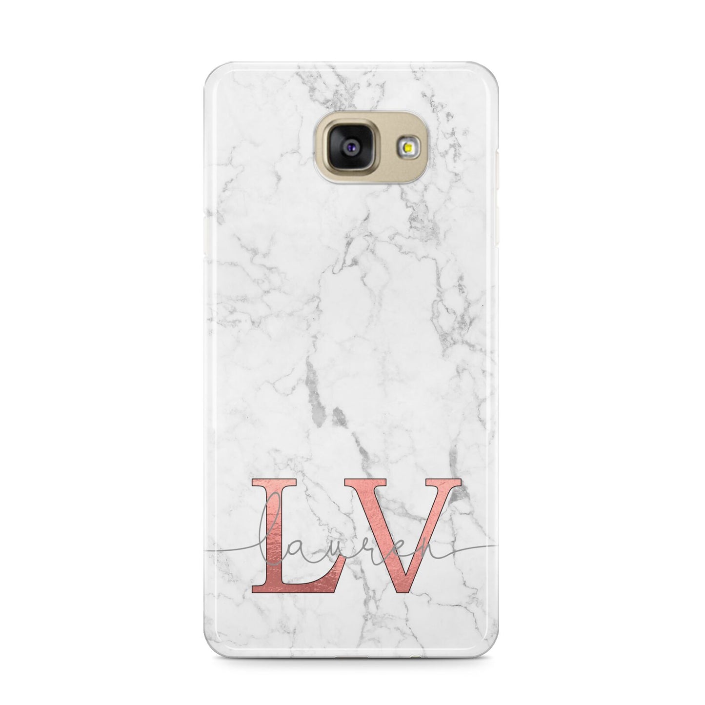 Personalised Marble with Rose Gold Initials Samsung Galaxy A9 2016 Case on gold phone