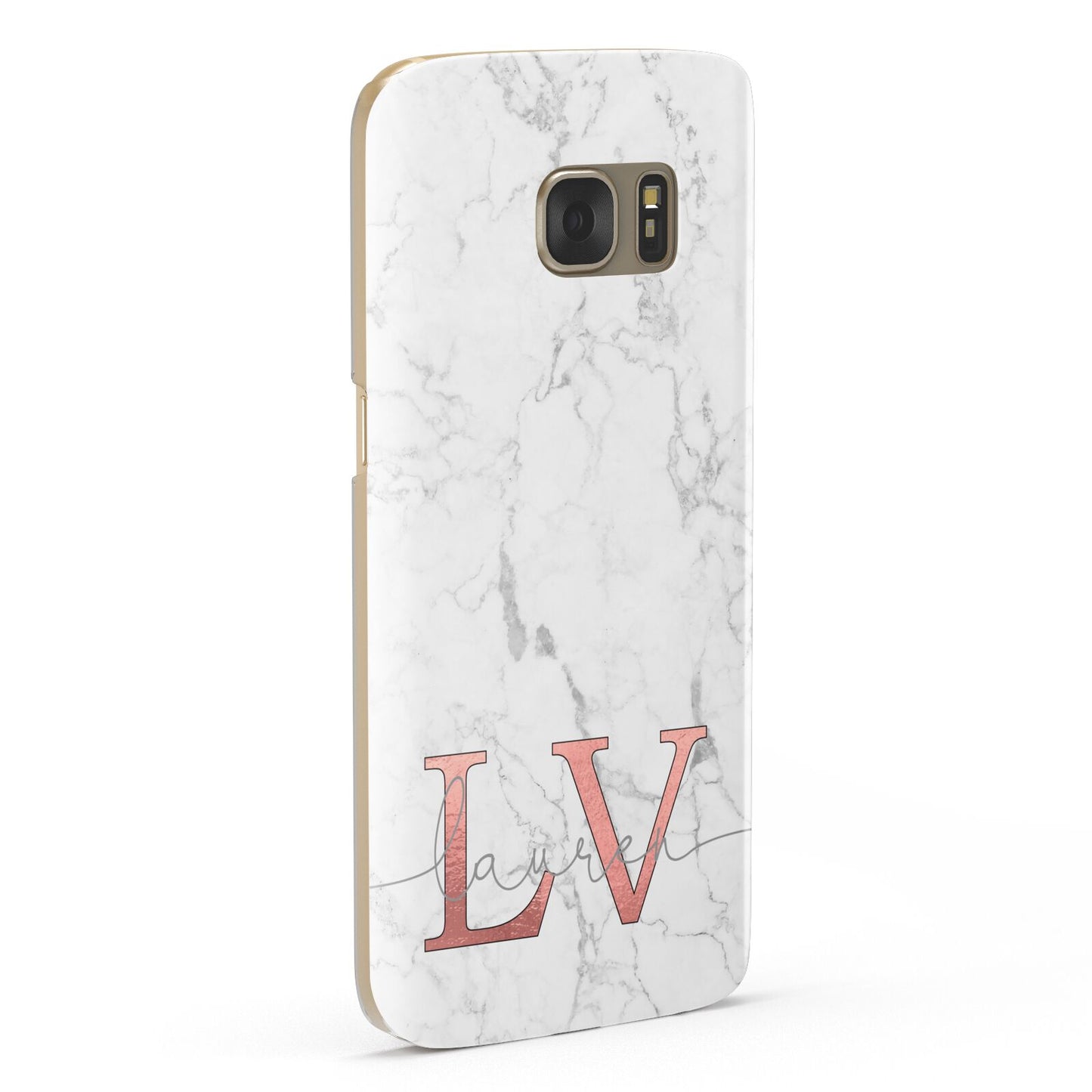 Personalised Marble with Rose Gold Initials Samsung Galaxy Case Fourty Five Degrees