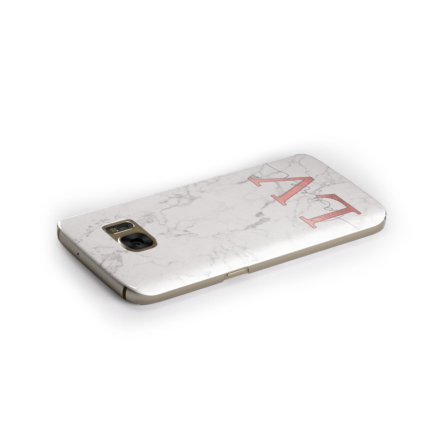 Personalised Marble with Rose Gold Initials Samsung Galaxy Case Side Close Up