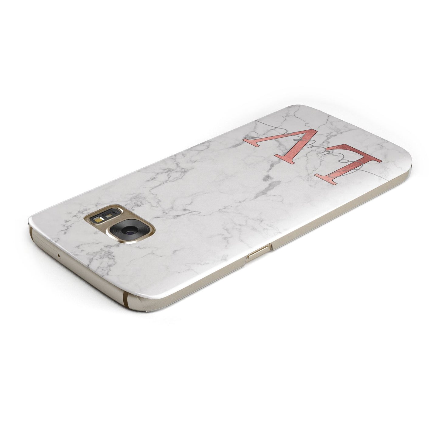 Personalised Marble with Rose Gold Initials Samsung Galaxy Case Top Cutout