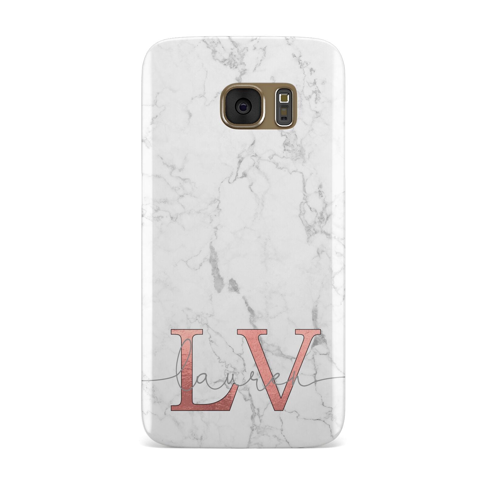 Personalised Marble with Rose Gold Initials Samsung Galaxy Case