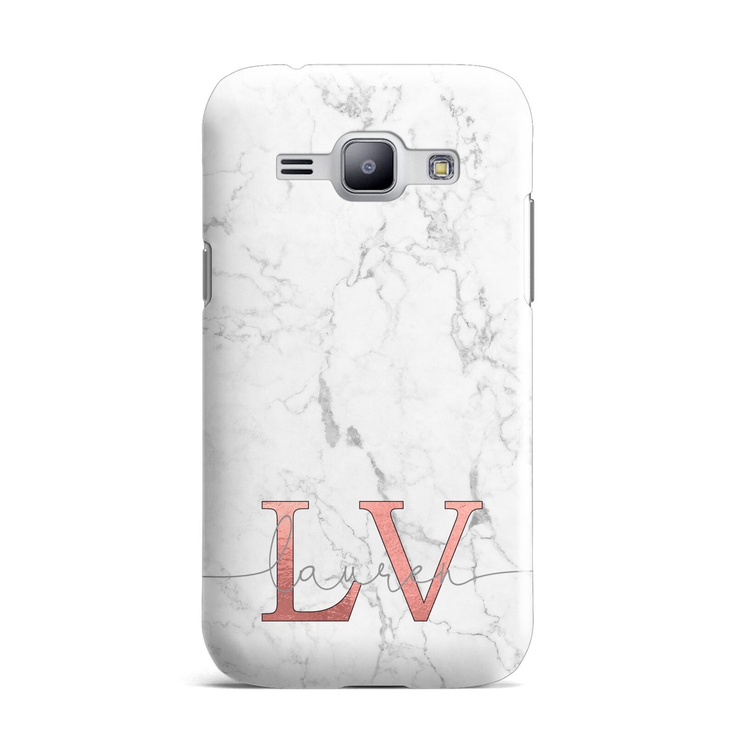 Personalised Marble with Rose Gold Initials Samsung Galaxy J1 2015 Case