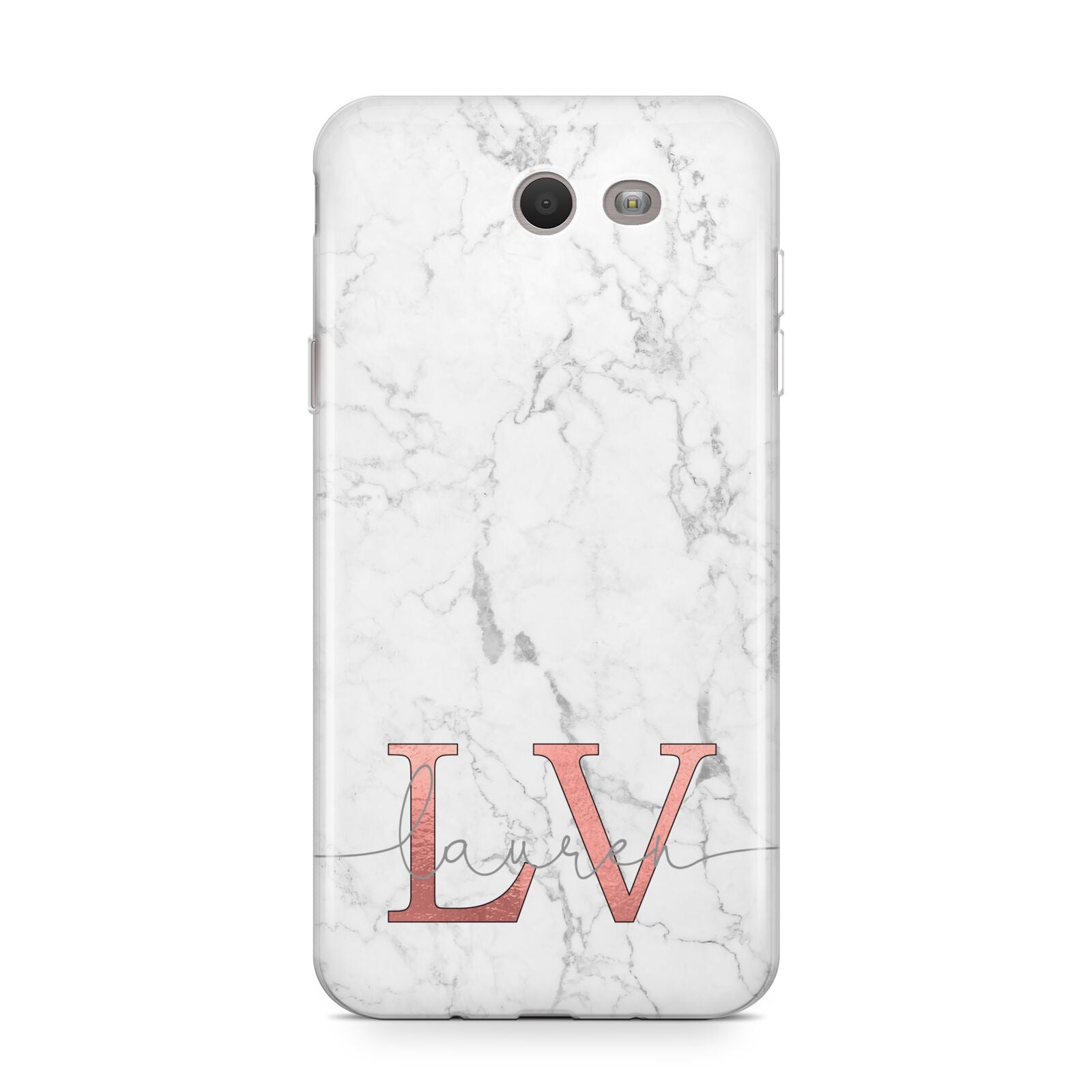 Personalised Marble with Rose Gold Initials Samsung Galaxy J7 2017 Case