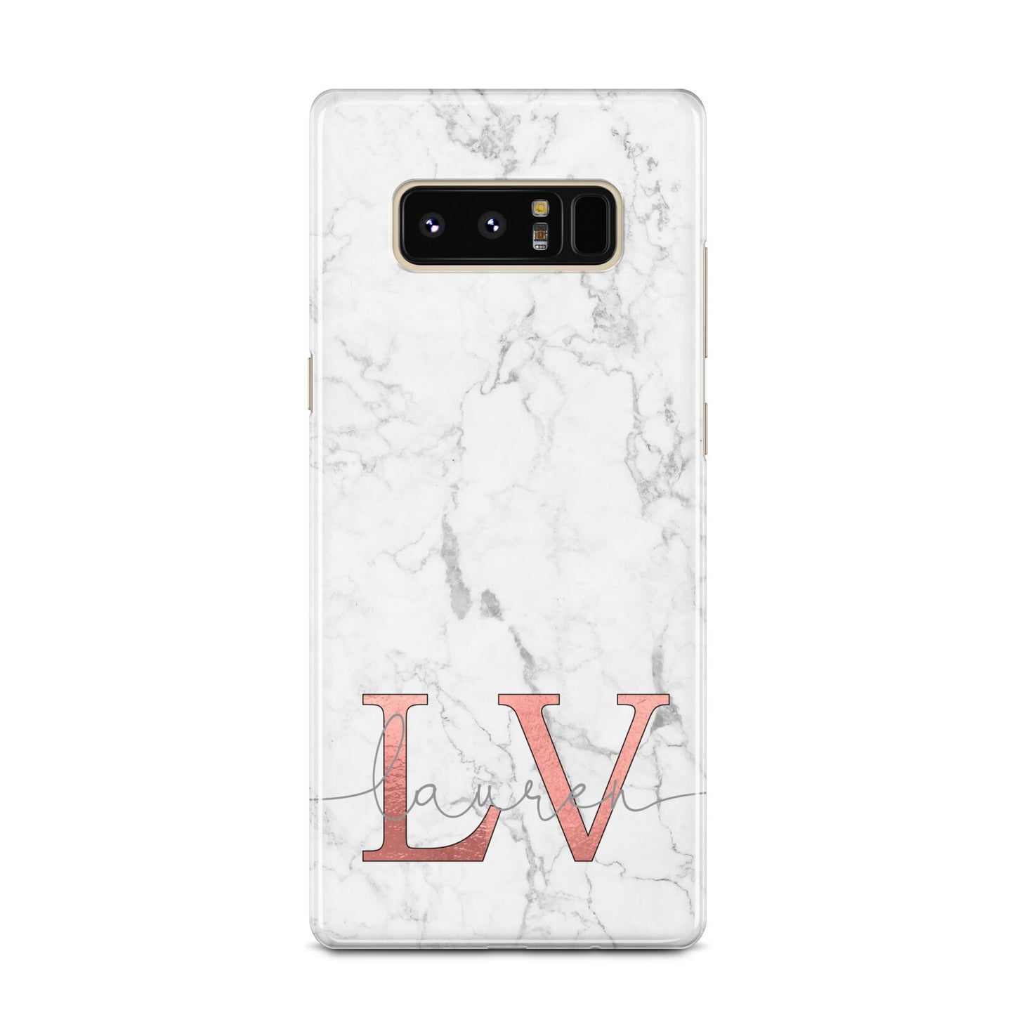 Personalised Marble with Rose Gold Initials Samsung Galaxy Note 8 Case