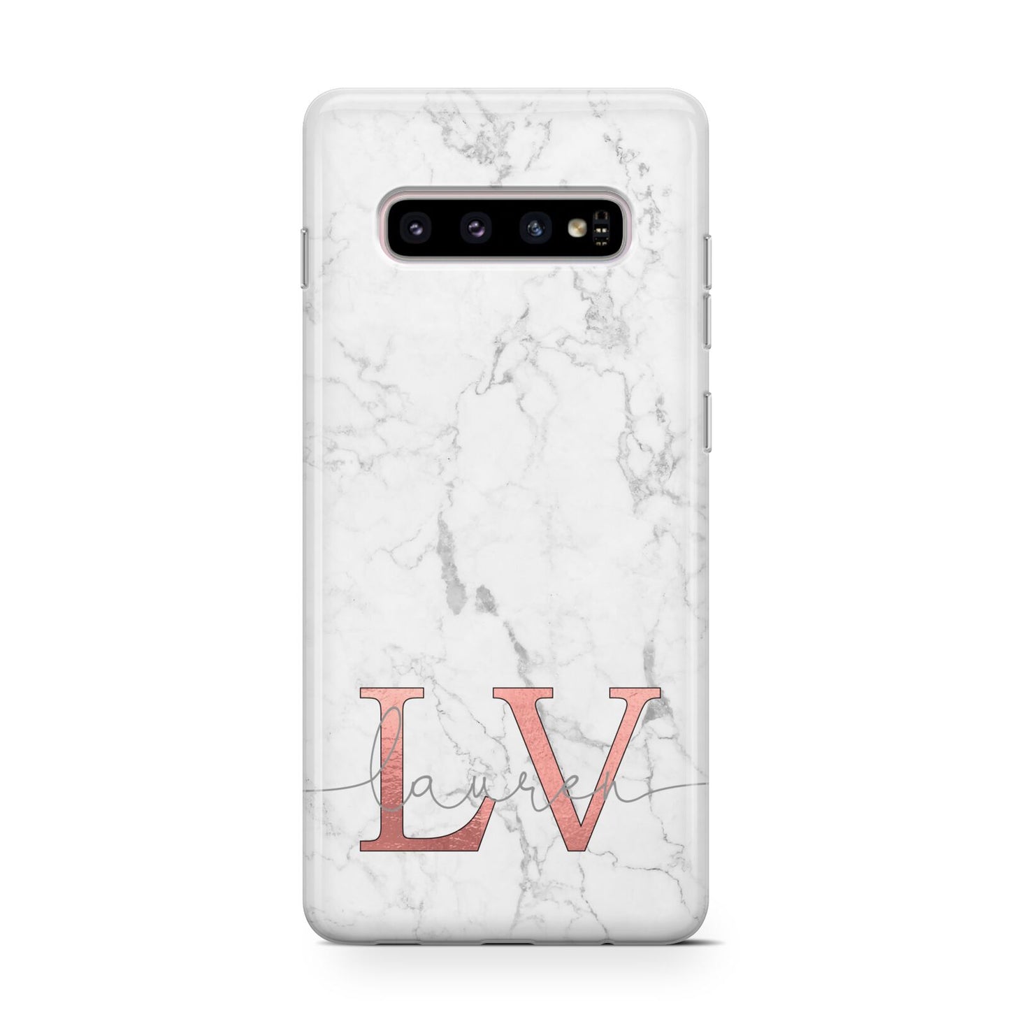 Personalised Marble with Rose Gold Initials Samsung Galaxy S10 Case