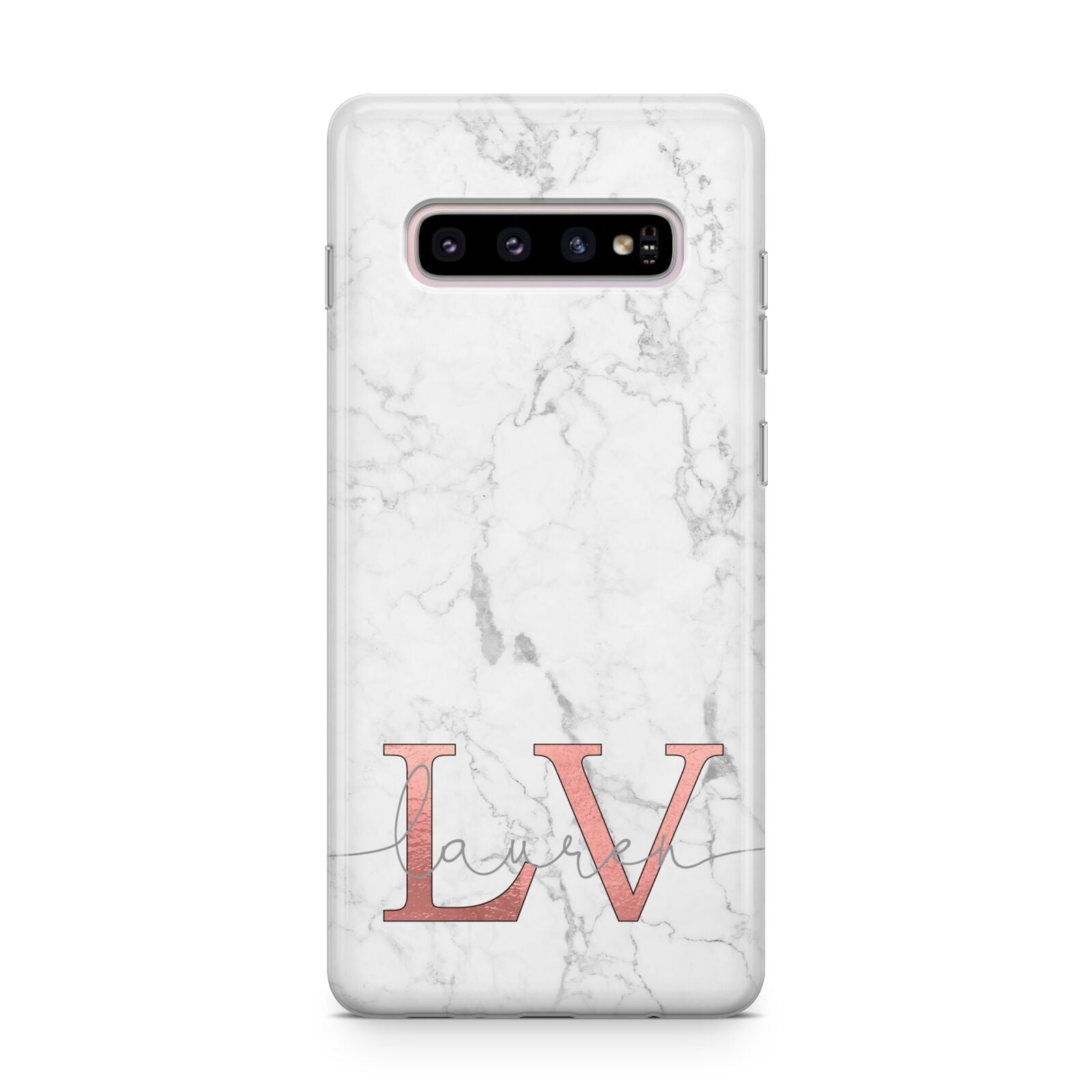 Personalised Marble with Rose Gold Initials Samsung Galaxy S10 Plus Case