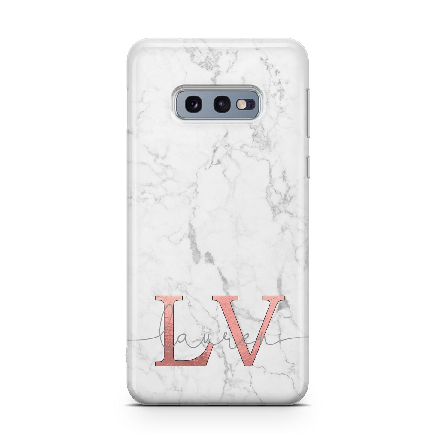 Personalised Marble with Rose Gold Initials Samsung Galaxy S10E Case