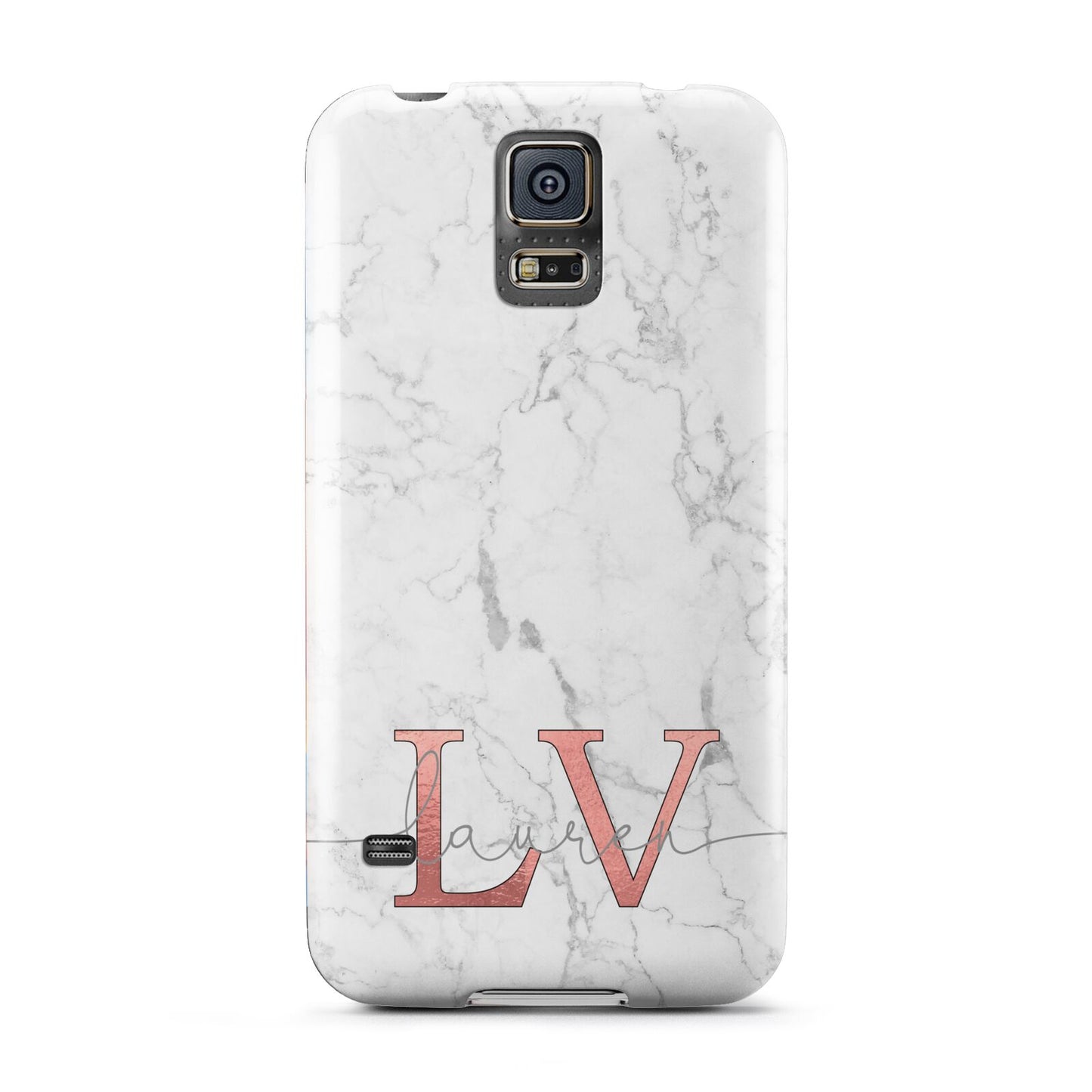 Personalised Marble with Rose Gold Initials Samsung Galaxy S5 Case