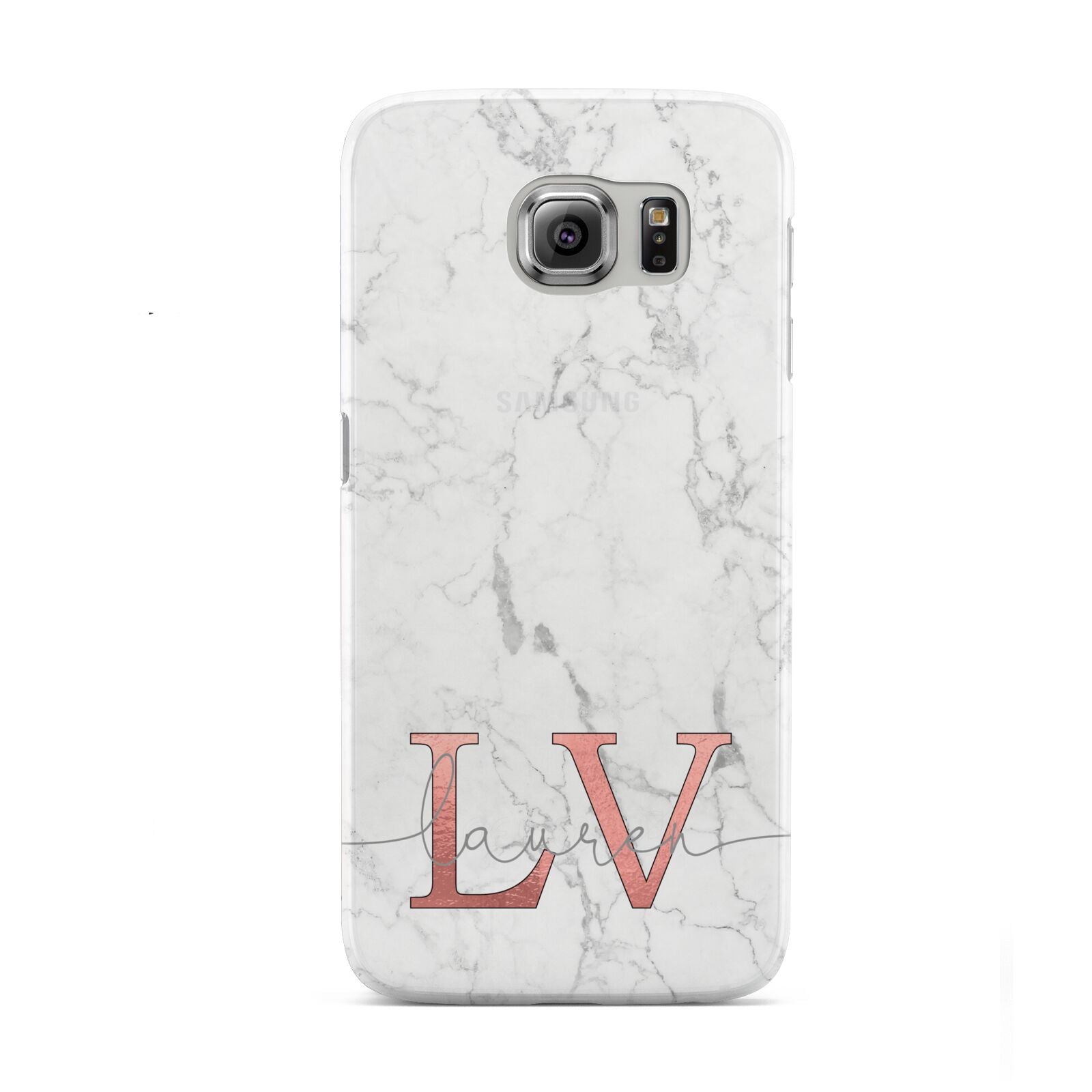 Personalised Marble with Rose Gold Initials Samsung Galaxy S6 Case