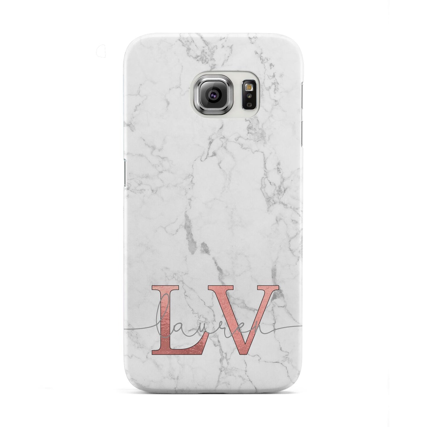 Personalised Marble with Rose Gold Initials Samsung Galaxy S6 Edge Case