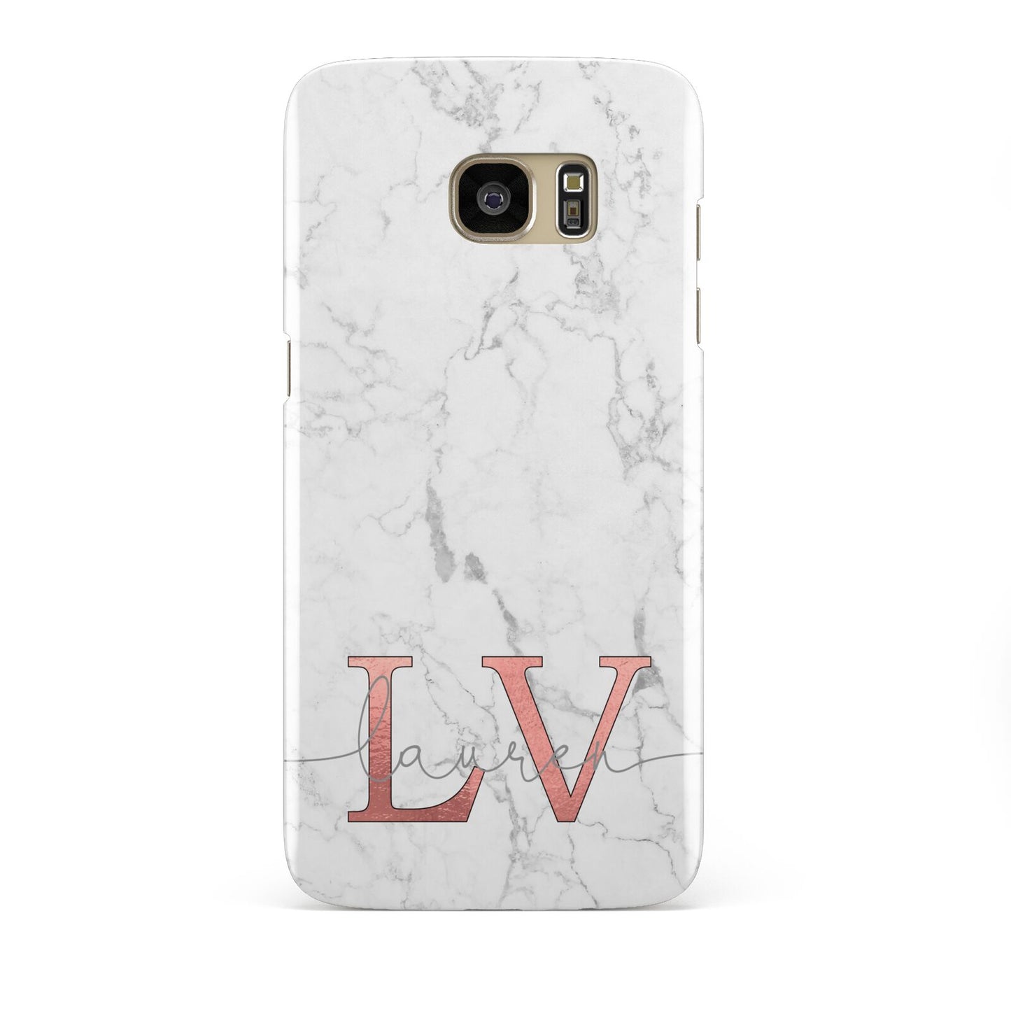 Personalised Marble with Rose Gold Initials Samsung Galaxy S7 Edge Case