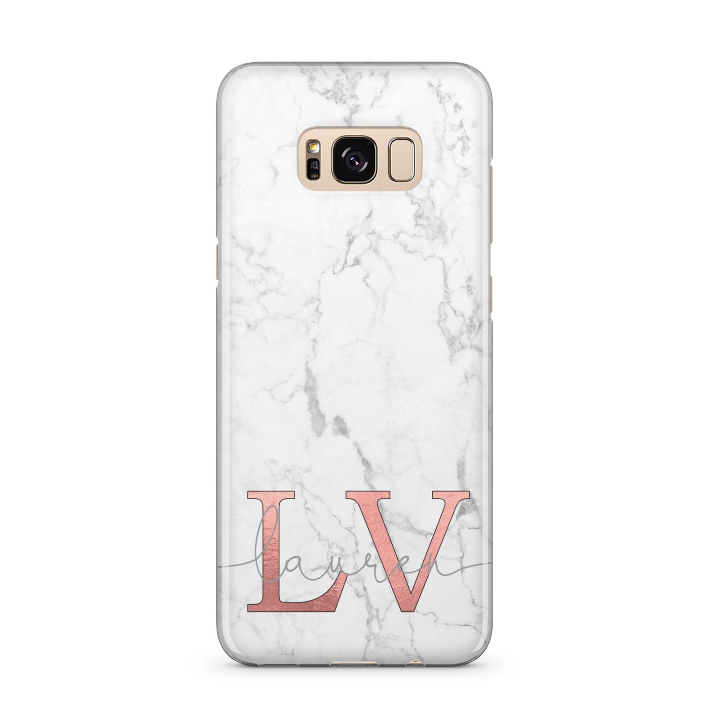 Personalised Marble with Rose Gold Initials Samsung Galaxy S8 Plus Case