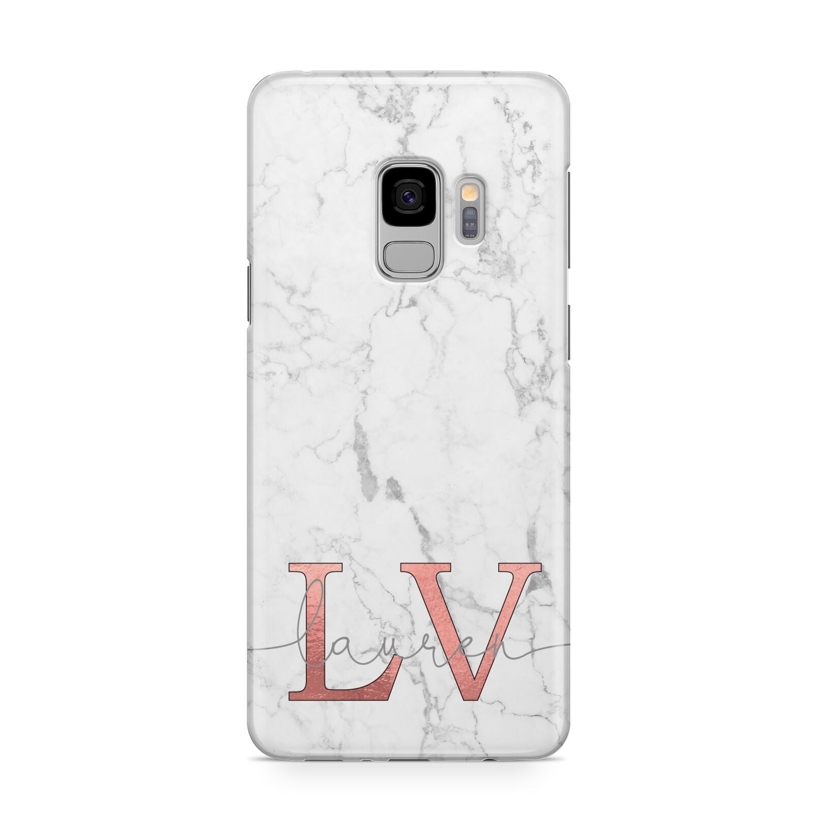 Personalised Marble with Rose Gold Initials Samsung Galaxy S9 Case