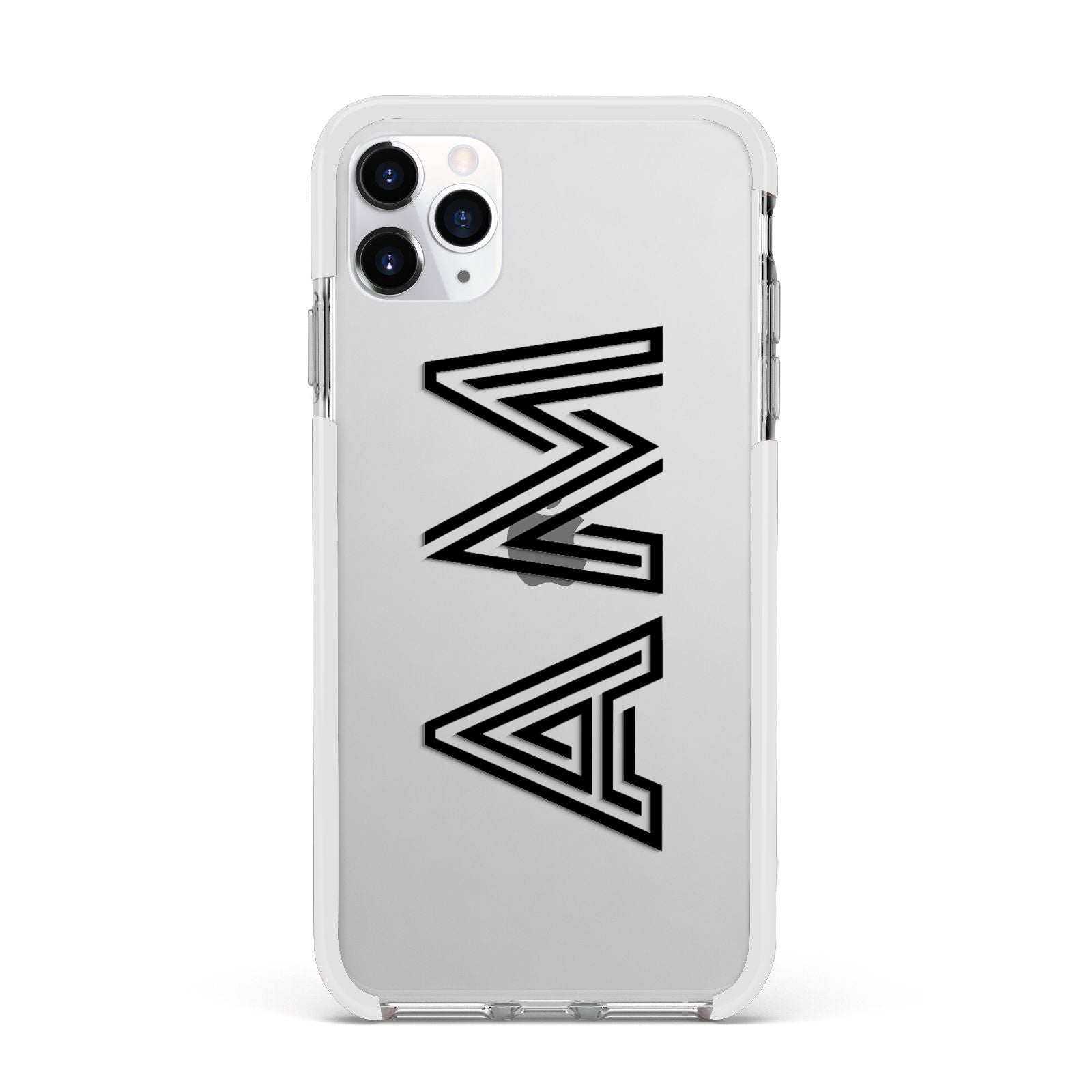 Personalised Maze Initials Clear Custom Black Apple iPhone 11 Pro Max in Silver with White Impact Case