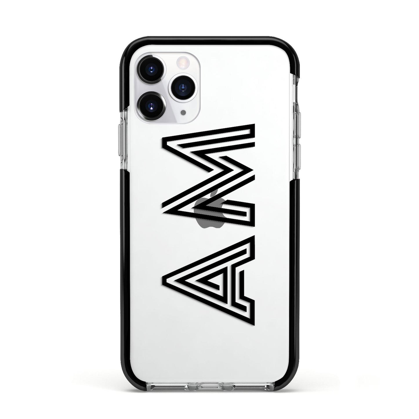 Personalised Maze Initials Clear Custom Black Apple iPhone 11 Pro in Silver with Black Impact Case