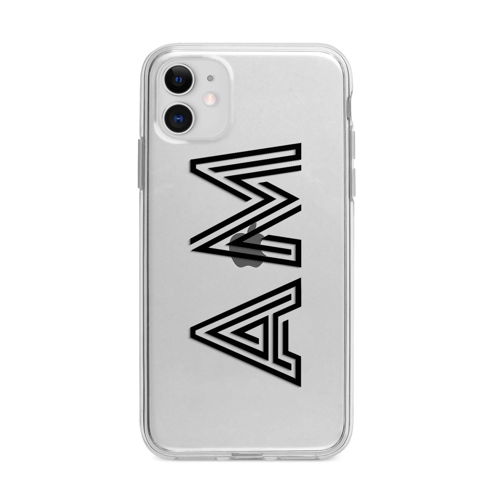 Personalised Maze Initials Clear Custom Black Apple iPhone 11 in White with Bumper Case