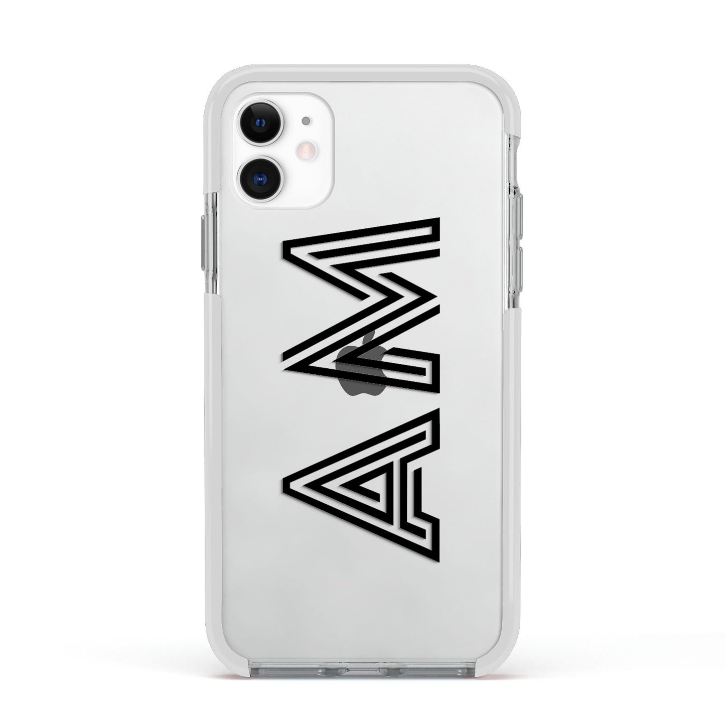 Personalised Maze Initials Clear Custom Black Apple iPhone 11 in White with White Impact Case