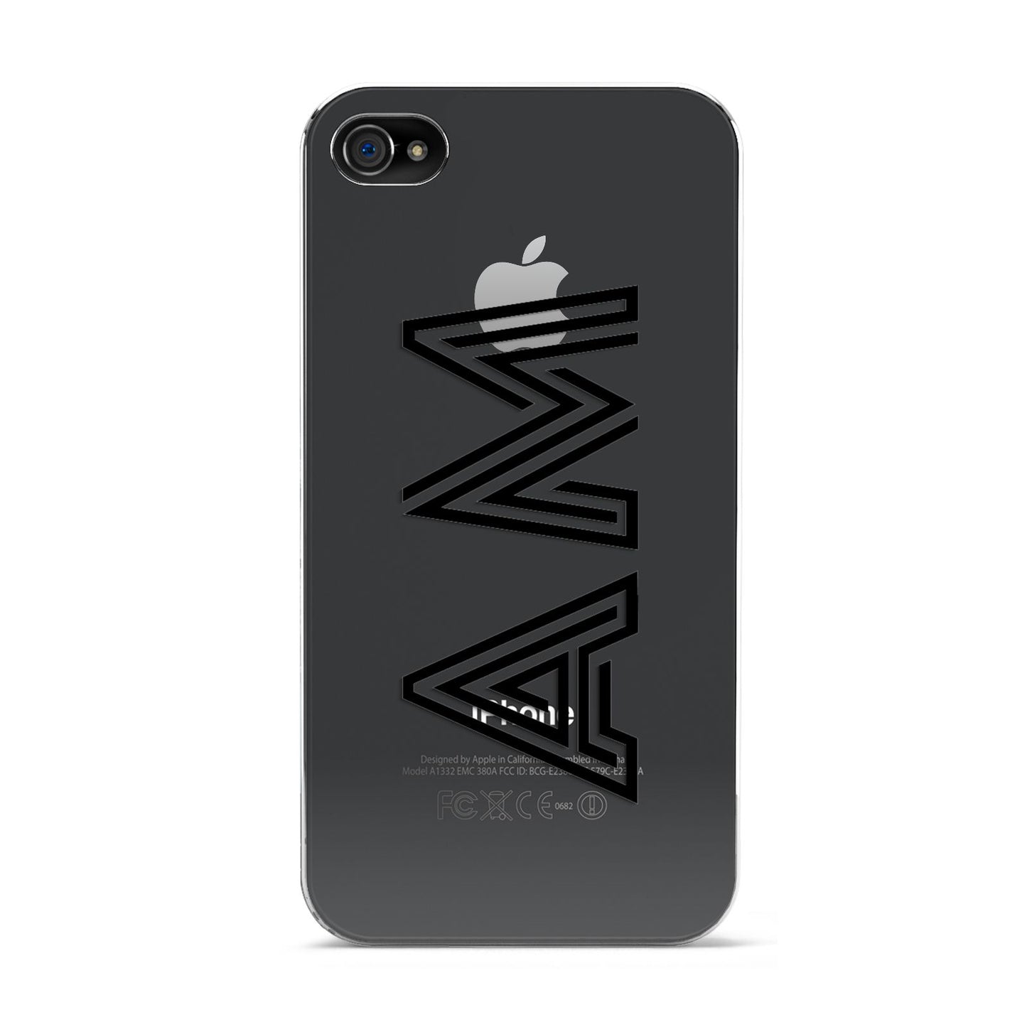 Personalised Maze Initials Clear Custom Black Apple iPhone 4s Case