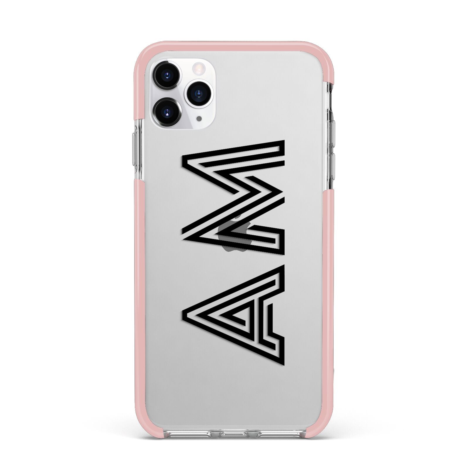 Personalised Maze Initials Clear Custom Black iPhone 11 Pro Max Impact Pink Edge Case