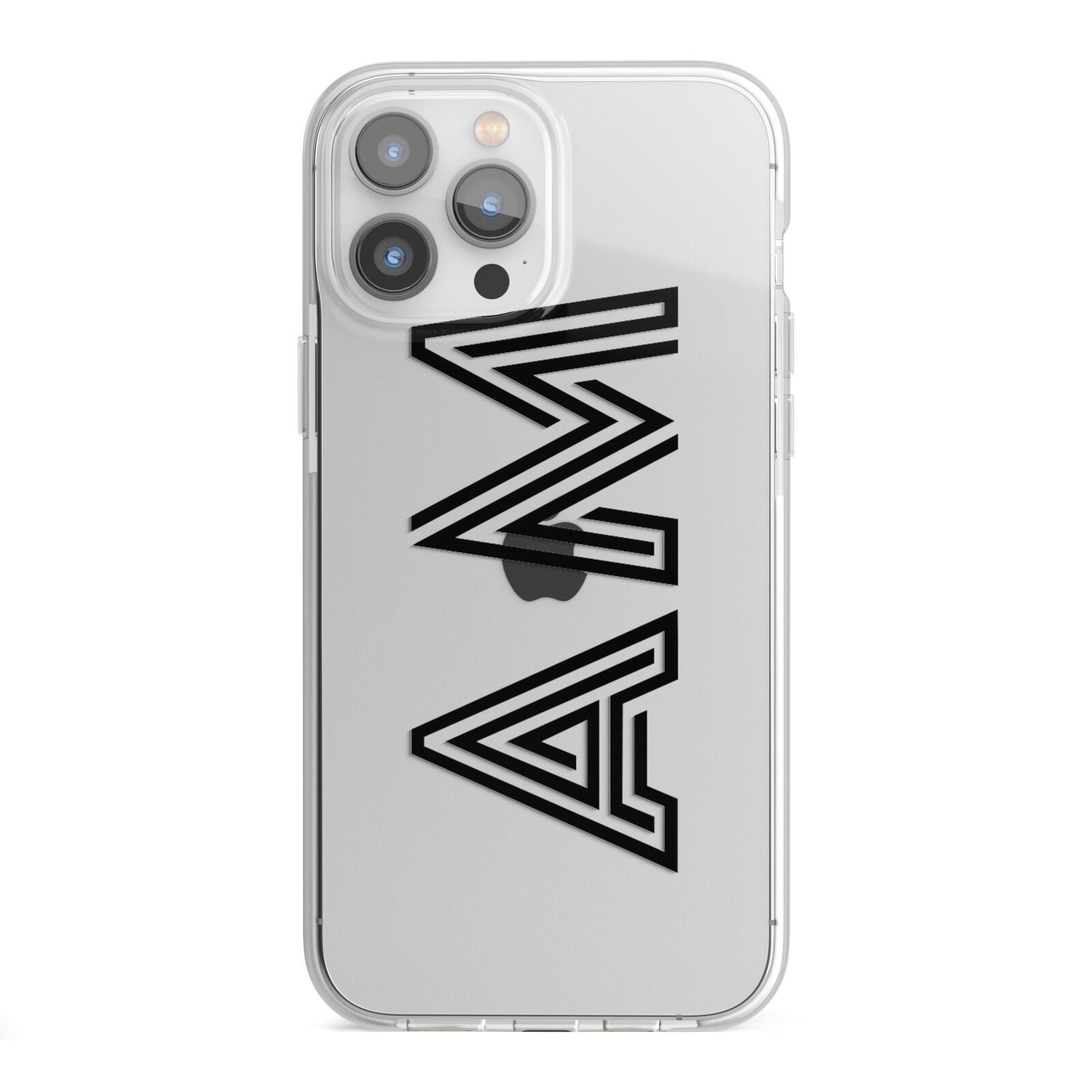 Personalised Maze Initials Clear Custom Black iPhone 13 Pro Max TPU Impact Case with White Edges