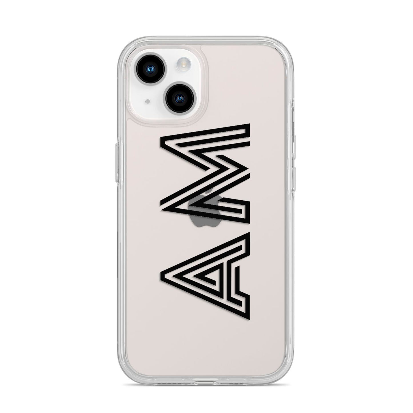 Personalised Maze Initials Clear Custom Black iPhone 14 Clear Tough Case Starlight