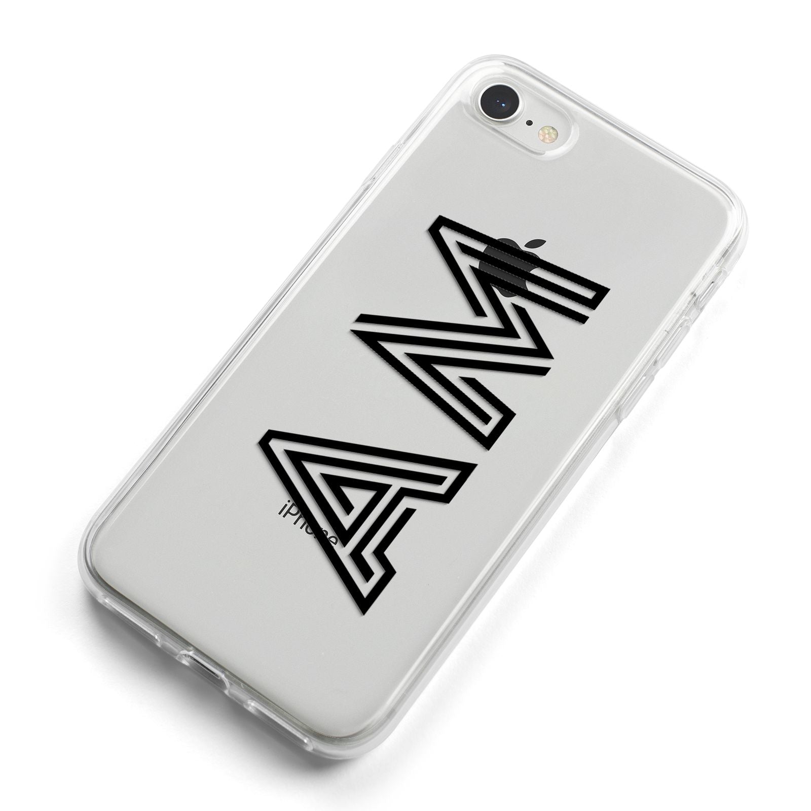 Personalised Maze Initials Clear Custom Black iPhone 8 Bumper Case on Silver iPhone Alternative Image