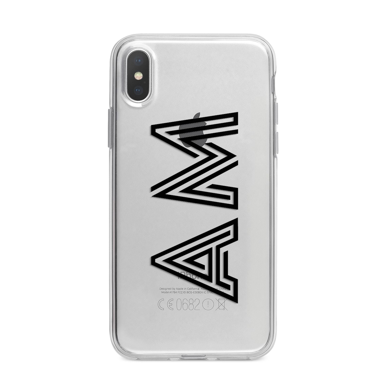 Personalised Maze Initials Clear Custom Black iPhone X Bumper Case on Silver iPhone Alternative Image 1