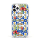 Personalised Mediterranean Fruit and Tiles Apple iPhone 11 Pro in Silver with White Impact Case