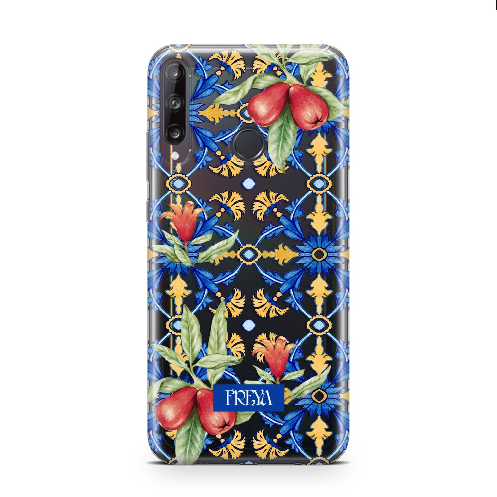 Personalised Mediterranean Fruit and Tiles Huawei P40 Lite E Phone Case